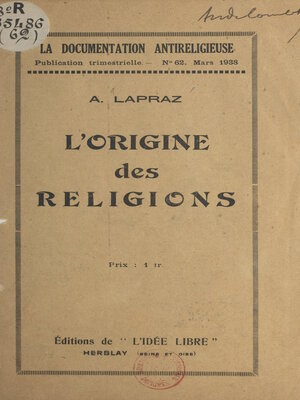 cover image of L'origine des religions